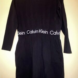 Calvin Klein Lounge Dress Black Logo Waistband Long Sleeve Size L-XL no tag